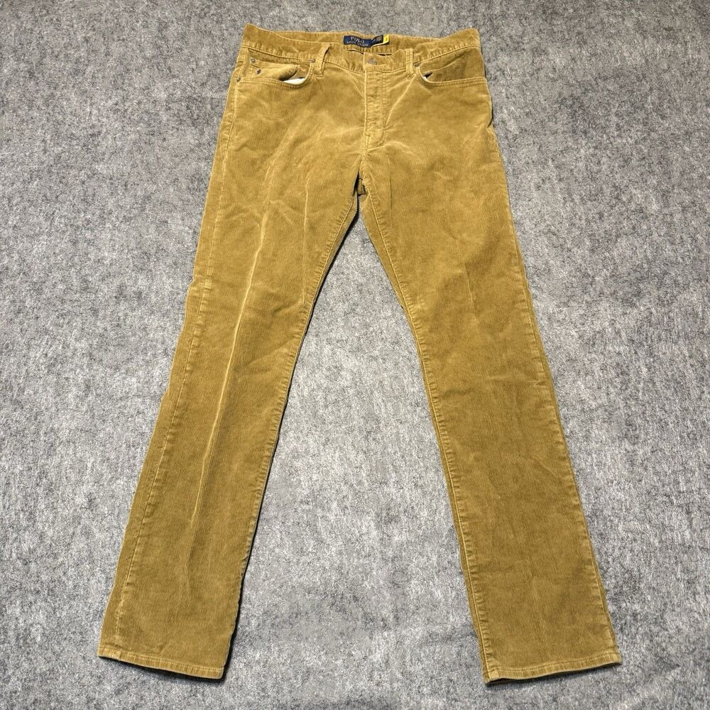 Polo Ralph Lauren Mens Corduroy Pants 33/32 Brown Tan Straight Leg 5-Pocket